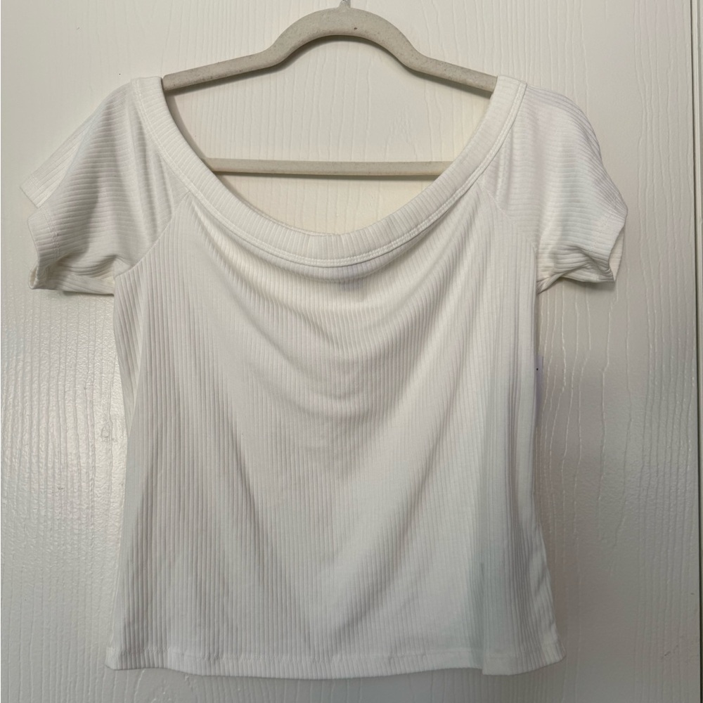 Old Navy White Ribbed Short Sleeve Top